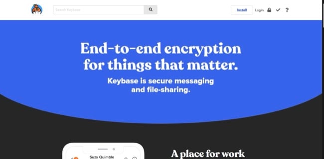 Image de la page d'accueil de Keybase