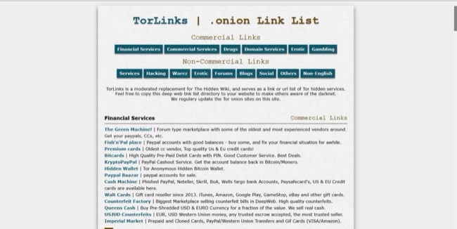 image of TorLinks home page
