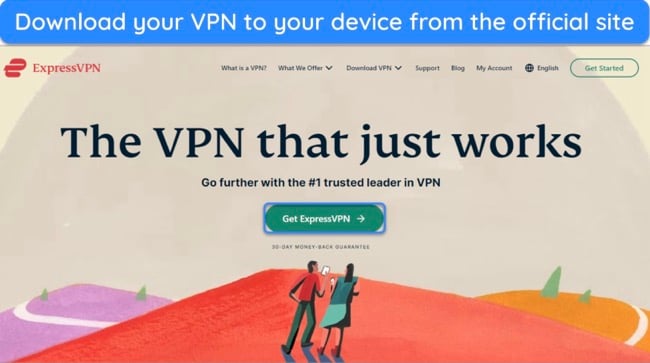 image of ExpressVPN's home page, highlighting the 
