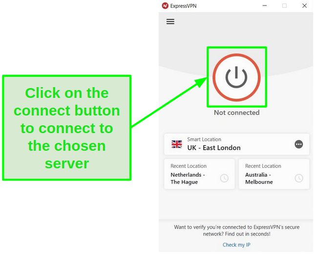 Screenshot of ExpressVPN's app interface