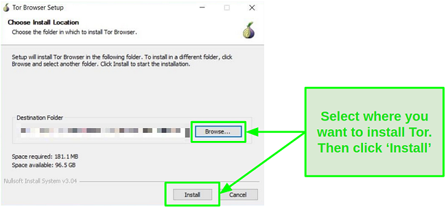 Screenshot of Tor's Installation Guide