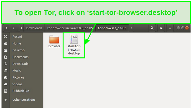 Screenshot of Tor browser icon in the Tor file