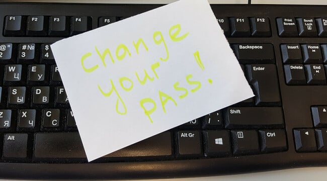 Screenshot sloganu „Změňte své heslo“