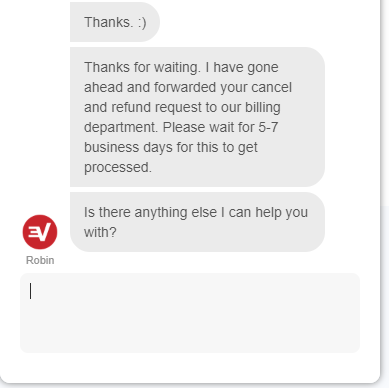 การคืนเงิน ExpressVPN ในการแชทสด