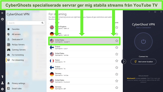 bästa vpns att använda för youtube tv cyberghost optimerad streaming-server