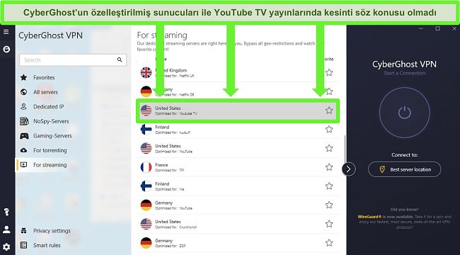 youtube tv cyberghost için optimize edilmiş akış sunucusu için kullanılacak en iyi vpn'ler