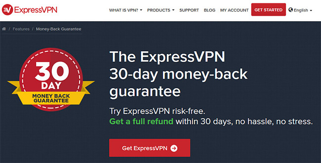 The ExpressVPN 30-day money-back guarantee