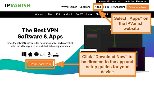 Screenshot of IPVanish App on Desktop