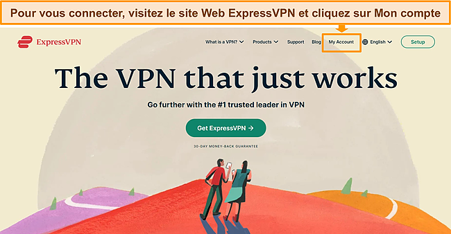 Capture d'écran du site Web d'ExpressVPN avec le fichier .