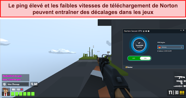 Capture d'écran du jeu avec Norton Secure VPN
