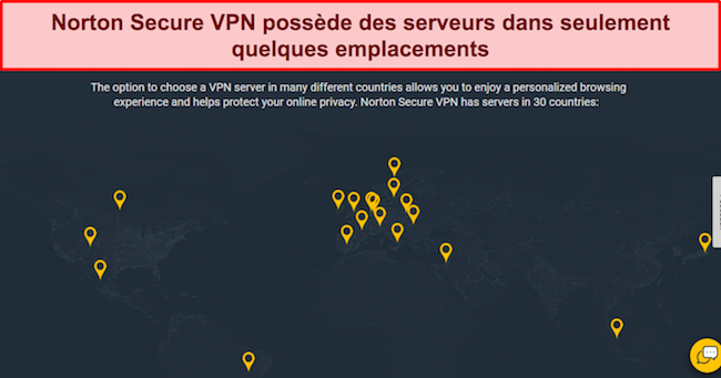 Capture d'écran de la carte du serveur Norton Secure VPN