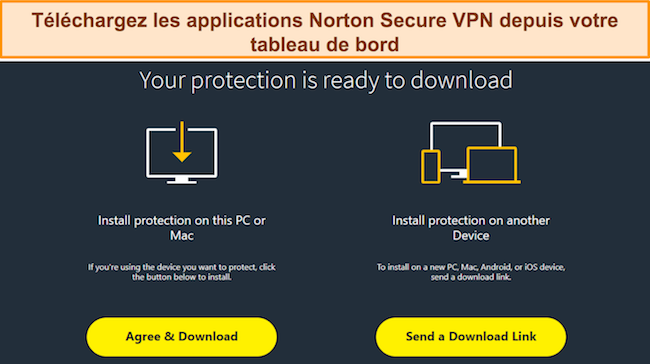 Capture d'écran de la page de téléchargement de Norton Secure VPN