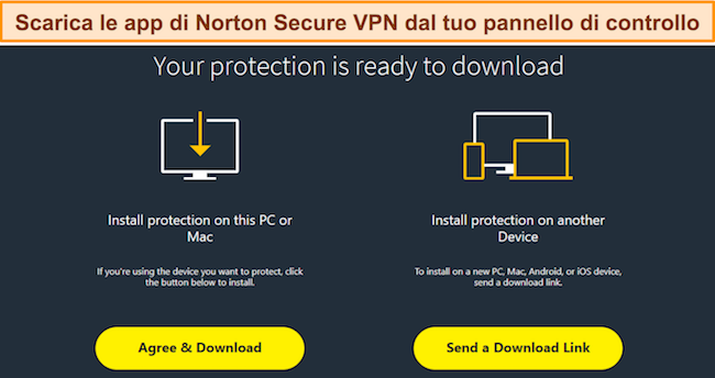 Screenshot della pagina di download di Norton Secure VPN