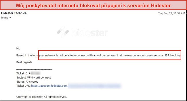 Screenshot Hidester blokovaný ISP