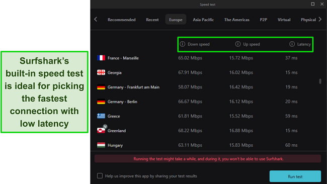 EN-Fastest-VPNs-Surfshark-built-in-speed-test-download-upload-speed-latency-English