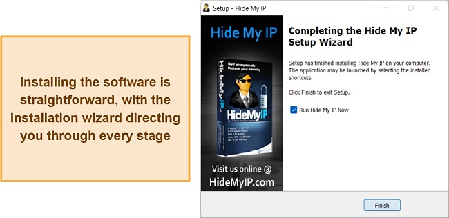 Screenshot from the installation process for Hide My IP app