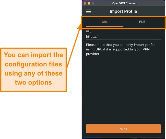 Screenshot showing how to manually import configuration files