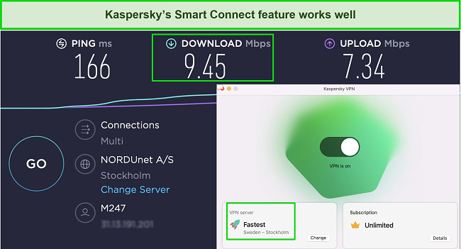 Screenshot of Kaspersky's Smart Connect feature