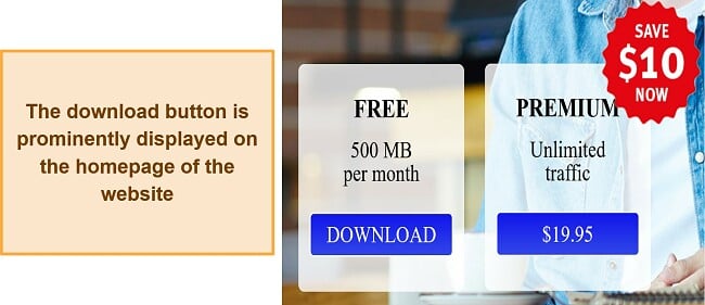 Screenshot showing the Windows download page for OkayFreedom VPN