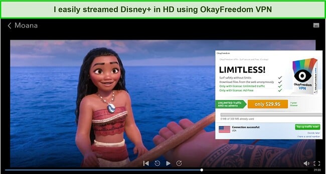 Streaming screenshot with OkayFreedom VPN