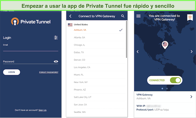 Captura de pantalla de la configuración de la aplicación de Android Private Tunnel.