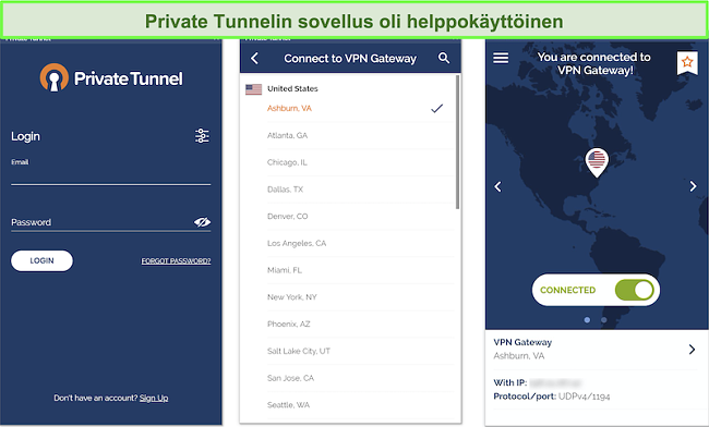 Näyttökuva Private Tunnelin Android-sovelluksen asennuksesta.