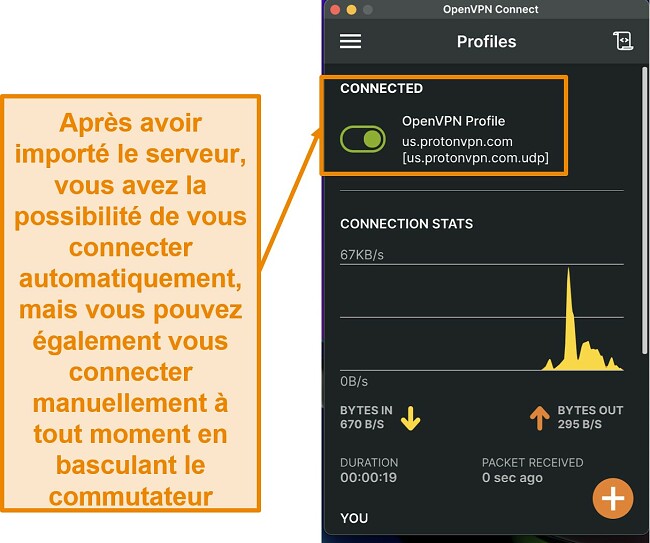 Capture d'écran montrant l'interface de connexion d'OpenVPN