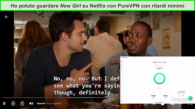 Screenshot di PureVPN che sblocca Netflix.