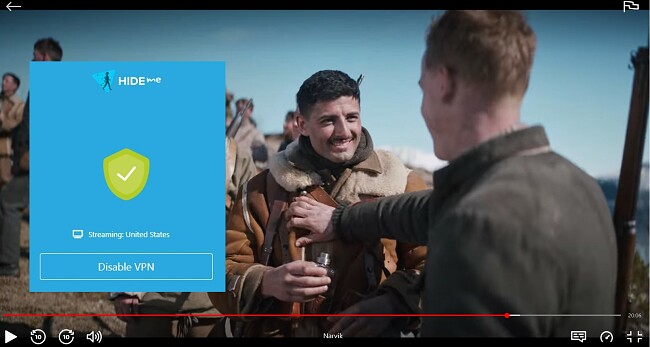 Screenshot van hide.me deblokkeert de Netflix-bibliotheek