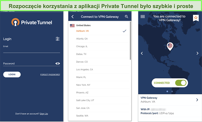 Zrzut ekranu konfiguracji aplikacji Private Tunnel na Androida.