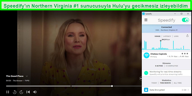 Speedify İspanyolca bir sunucuya bağlıyken Unbreakable Kimmy Schmidt'i oynayan Netflix'in ekran görüntüsü