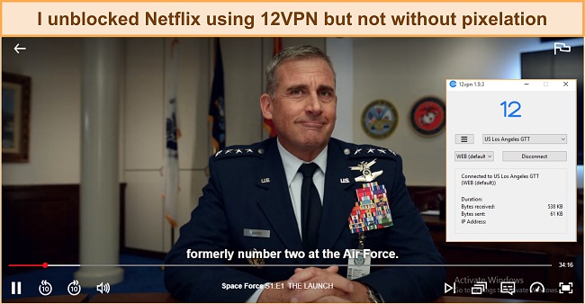 Screenshot of 12VPN unblocking Netflix