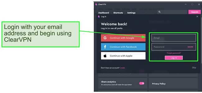 clearvpn login clearvpn login