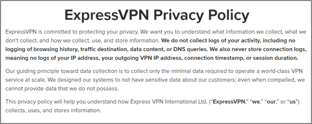 ExpressVPN privacy policy
