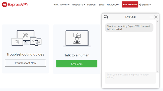 ExpressVPN support live chat