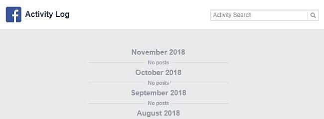 Facebook activity log