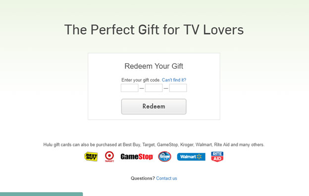 Redeeming your Hulu gift card code