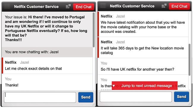 Netflix customer service new location movie