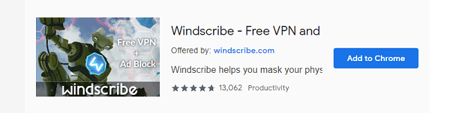 Extension Chrome Windscribe - VPN gratuit
