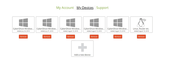 CyberGhost My Devices