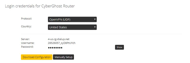 CyberGhost download configuration