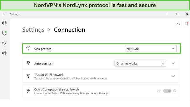 Graphic showing how to set NordVPN's NordLynx Protocol