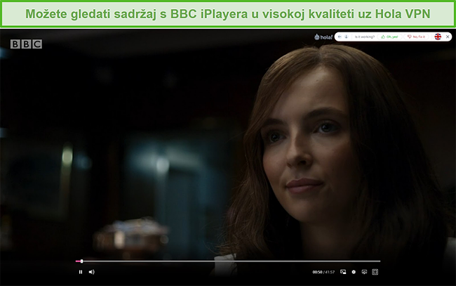 Snimka zaslona Hola VPN-a koji je deblokirao Killing Eve na BBC iPlayeru