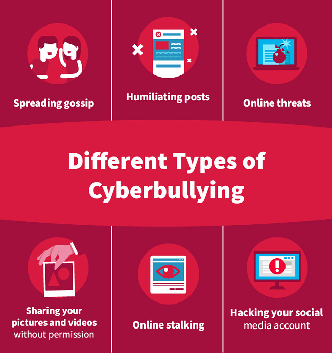 Different Types of Cyber Bullying Info Graphic