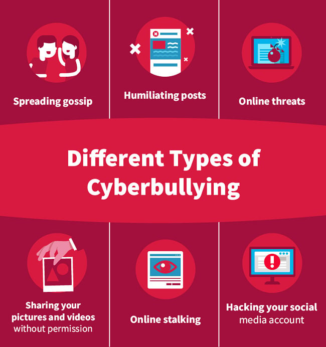 Different Types of Cyber Bullying Info Graphic