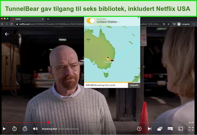 Skjermbilde av Tunnelbear streaming Breaking Bad på Netflix USA