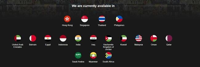 Screenshot of Viki supported countries