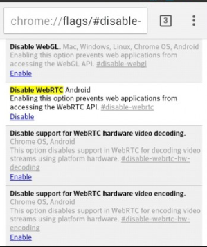 Chrome disable WebRTC