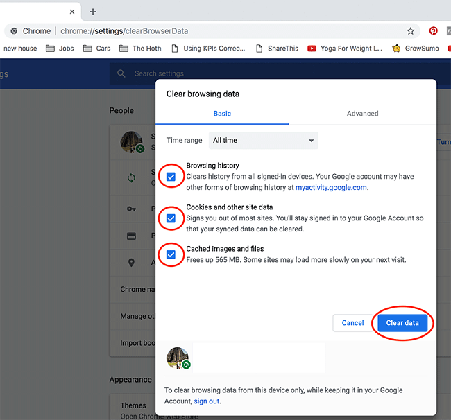 Google Chrome clear cookies howto mac