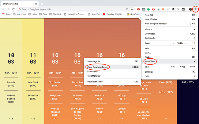 Google Chrome clear cookies mac